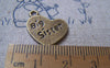 Accessories - Flat Heart Charms Antique Bronze Pendant  17mm Set Of 20 Pcs A4460