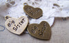 Accessories - Flat Heart Charms Antique Bronze Pendant  17mm Set Of 20 Pcs A4460