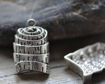 Accessories - Flexible Ruler, Antique Silver Sewing Tape Measure Charms 16x25mm Set Of 20  A7851