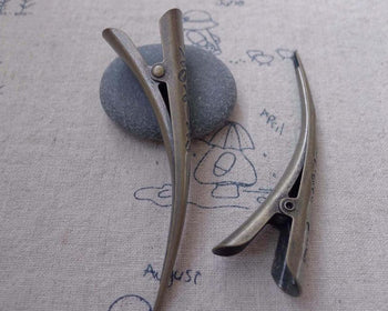 Accessories - Flower Hair Clip Antique Bronze Alligator Clip Prong Barrette  80mm Set Of 10 Pcs A7520