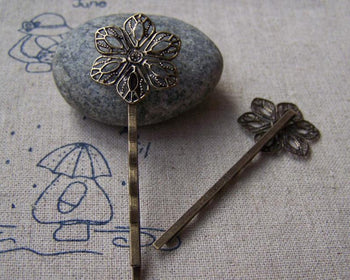 Accessories - Flower Pad Bobby Pin Hair Sticks Hair Clip Match 20mm Cabochon 2x62mm Set Of 10 Pcs  A1923