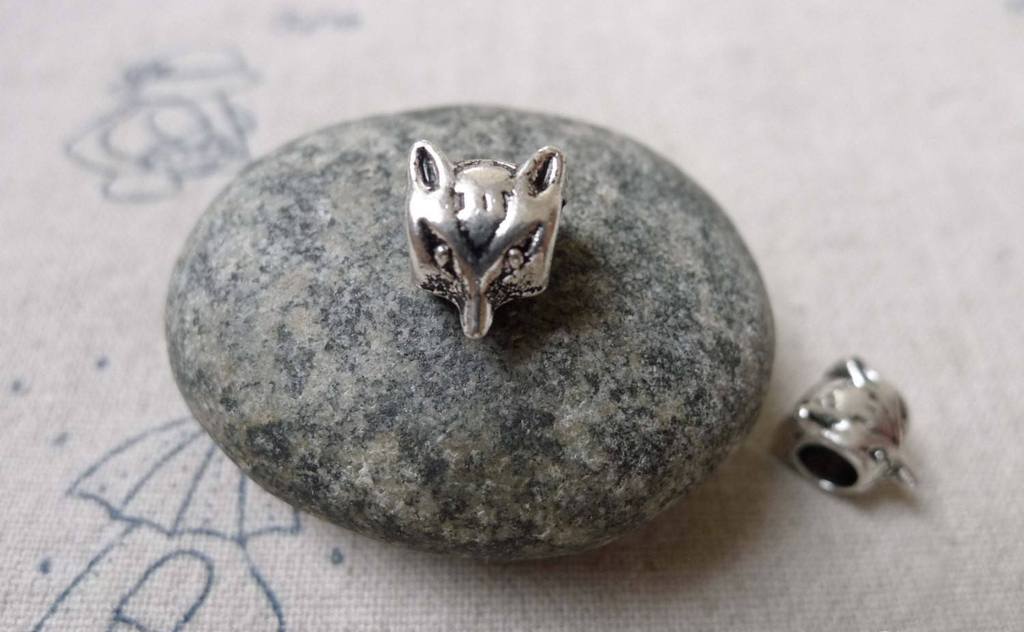 Accessories - Fox Head Beads Antique Silver Spacer Beads 7x9mm Set Of  20 Pcs  A6733