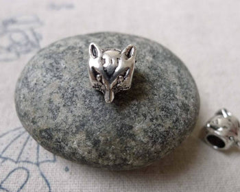 Accessories - Fox Head Beads Antique Silver Spacer Beads 7x9mm Set Of  20 Pcs  A6733