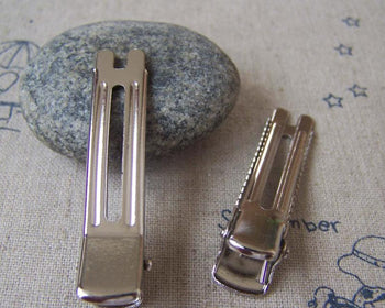 Accessories - French Barrette Silvery Gray Tone Thick Hair Clips Prong 10x47mm Set Of 20 A4522