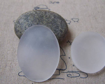 Accessories - Frosted Glass Cabochon Oval Cameo 30x40mm Set Of 10 Pcs A4987