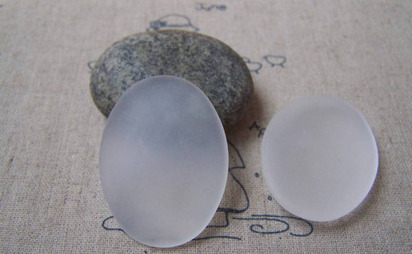 Accessories - Frosted Glass Cabochon Oval Cameo 30x40mm Set Of 10 Pcs A4987