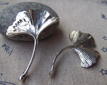 Accessories - Gingko Gingkgo Leaf Connector Antique Silver Pendants 32x42mm Set Of 10 Pcs A966