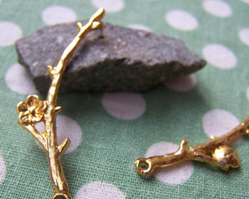 Accessories - Gold Tree Branch Charms Pendants 13x41mm Set Of 10 Pcs A3373