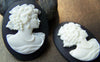 Accessories - Gorgeous 1 Resin Victorian Lady Oval Cameo Cabochon White On Black 37x50mm A2680