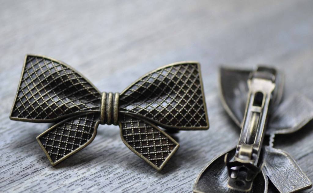 Accessories - Hair Bow Barrettes Antique Bronze Bowtie Hair Clips 35x59mm Set Of 6 Pcs A7759