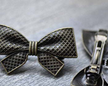 Accessories - Hair Bow Barrettes Antique Bronze Bowtie Hair Clips 35x59mm Set Of 6 Pcs A7759