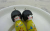 Accessories - Hand Painted Wood Pendants Japanese Doll Girl Charms 14x37mm Set Of 4 Pcs A5880
