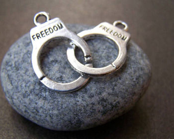 Accessories - Handcuff Charms Antique Silver Connectors 15x36mm Set Of 10 Pcs A220
