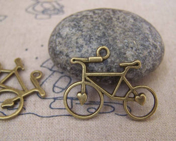 Accessories - Heart Bike Bicycle Charms Antique Bronze Pendants 23x31mm Set Of 10 Pcs A5203