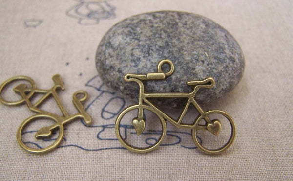 Accessories - Heart Bike Bicycle Charms Antique Bronze Pendants 23x31mm Set Of 10 Pcs A5203