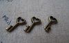 Accessories - Heart Key Charms Antique Bronze 7x15mm Set Of 20 Pcs  A181