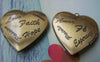 Accessories - Heart Locket Pendants Antique Bronze Brass Photo Locket Charms 45mm Set Of 2 A3544