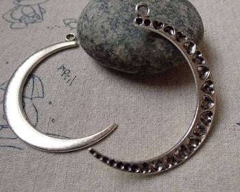 Accessories - Heart Moon Pendants Antique Silver Rhinestone Crescent Charms 33x46mm Set Of 20 Pcs A6416
