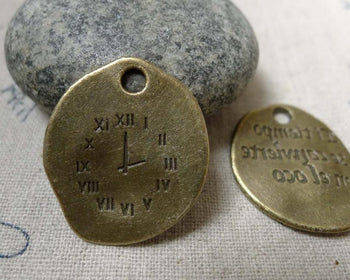 Accessories - Irregular Clock Antique Bronze Charms 21x25mm Set Of 10 Pcs A5907