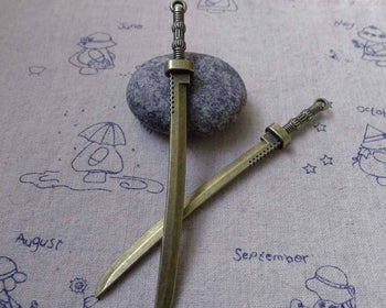 Accessories - Japanese Blade Sword Antique Bronze Pendants Charms 10x108mm Set Of 5 Pcs A6182
