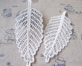 Accessories - Lace Doily White Polyester Filigree Crochet Tree Leaf  45x120mm Set Of 10 Pcs A5405