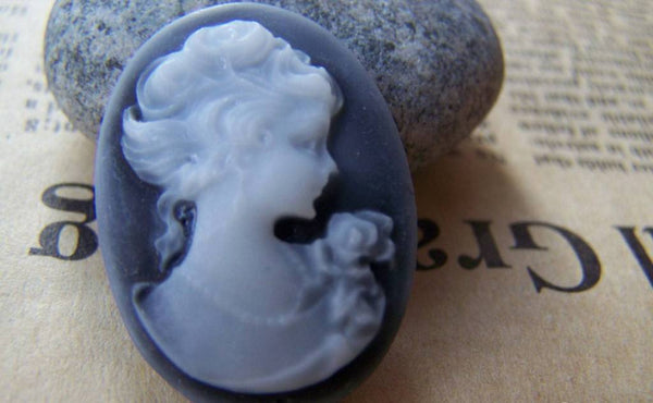 Accessories - Lady Cameo Cabochon Resin Black Size 22x30mm Set Of 10 Pcs A4051
