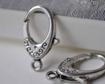 Accessories - Large Decorative Lobster Clasp Antiqued Silver Lanyard Badge Holder Clip 17x30mm Set Of 10 A7881