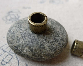 Accessories - Large Hole Beads Antique Bronze Spacer Tubes 7.5x10mm Set Of 20 Pcs A6643