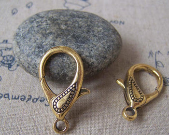 Accessories - Large Paisley Design Antiqued Gold Lobster Clasp Huge Size 15x30mm Set Of 10 Pcs A4588