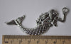 Accessories - Large Sea Siren Connectors Antique Silver Mermaid Nautical Ocean Fairy Pendants 32x76mm Set Of 6 A7877