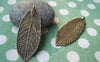Accessories - Leaf Pendants Antique Bronze Detailed Leaf Charms 19x48mm Set Of 10 Pcs A434