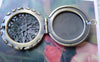 Accessories - Locket Antiqued Brass Photo Locket Filigree Round Pendants 27mm Set Of 5 Pcs A7600