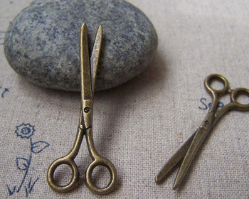 Accessories - Long Scissors Antique Bronze Barber Shop Scissors Charms 16x42mm Set Of 10 Pcs A2953
