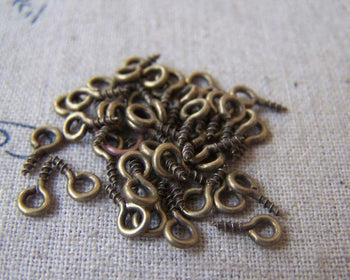 Accessories - Mini Screw Eye Pins Antique Bronze Pins 4x8mm 19 Gauge Set Of 500 Pcs A2284