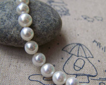 Accessories - Natural Shell White Round Pearl Beads Size 6mm One Strand Of 60 Pcs A854