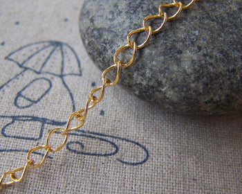 Accessories - Non Tarnish 16K Gold Curb Chain Link Size 3.1mm Set Of 16ft(5m) A4549