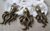 Accessories - Octopus Pendants Antique Bronze 3D Charms 18x33mm Set Of 10 Pcs A1993