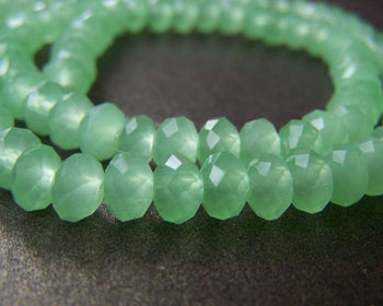 Accessories - One Strand (100 Pcs) Green Faceted Rondelle Crystal Glass Beads 4x6mm A3915