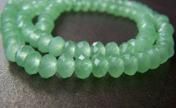 Accessories - One Strand (100 Pcs) Green Faceted Rondelle Crystal Glass Beads 4x6mm A3915