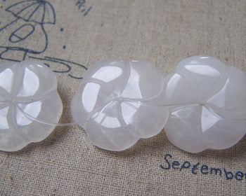 Accessories - One Strand (10pcs) Of Polished Natural White Quartz Plum Flower Gemstone 24mm A4905