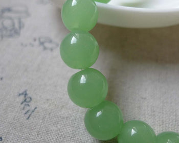 Accessories - One Strand (30 Pcs) Crystal Glass Green Round Beads 10mm A6152