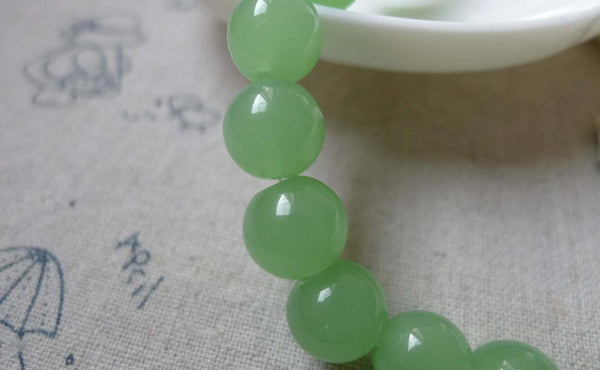 Accessories - One Strand (30 Pcs) Crystal Glass Green Round Beads 10mm A6152