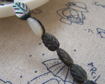 Accessories - One Strand (43 Pcs) Of Freshwater Black Brown Natural Shell Tree Leaf Beads 6x9mm A2231