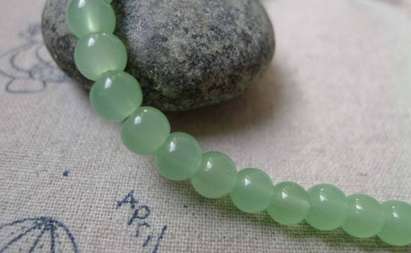 Accessories - One Strand (50 Pcs) Crystal Glass Green Round Beads 6mm A6153