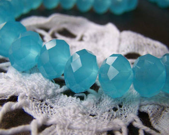Accessories - One Strand (72 Pcs) Of Acid Blue Faceted Rondelle Crystal Glass Beads 8x10mm A3019