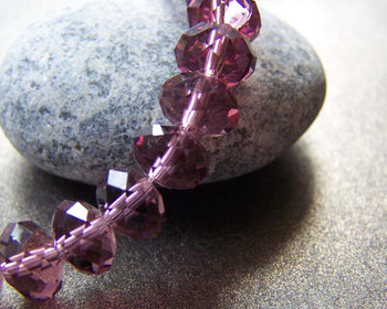 Accessories - One Strand (72 Pcs) Of Purple Faceted Rondelle Crystal Glass Beads 6x8mm A3919