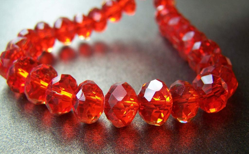 Accessories - One Strand (72 Pcs) Red Faceted Rondelle Crystal Glass Beads 7x10mm A3920