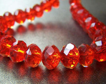 Accessories - One Strand (72 Pcs) Red Faceted Rondelle Crystal Glass Beads 7x10mm A3920