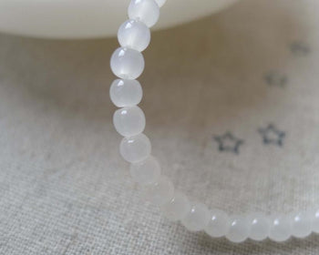 Accessories - One Strand (80 Pcs) Crystal Glass White Jade Color Round Beads 3mm A7141