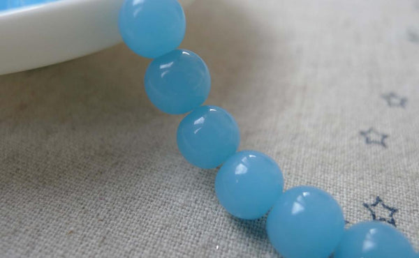 Accessories - One Strand Of Acid Blue Crystal Glass Round Beads (40pcs) 8mm  A7126